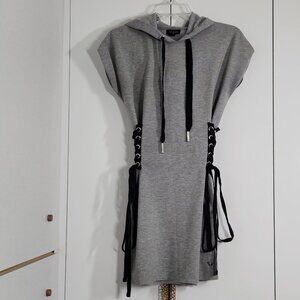 True Religion Women's Gray Hooded Corset Lace up Dress Size XS